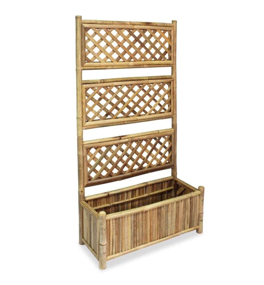 Lit surélevé de jardin avec treillis Bambou 70 cm
