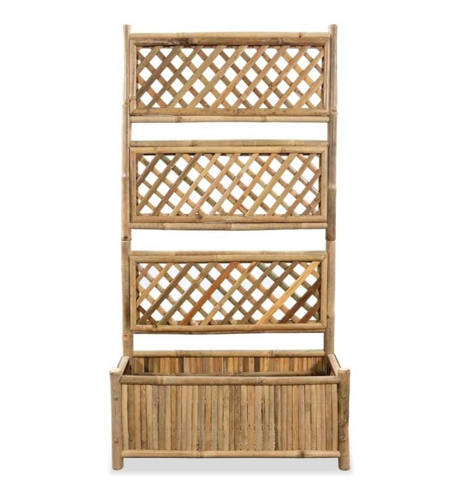 Lit surélevé de jardin avec treillis Bambou 70 cm