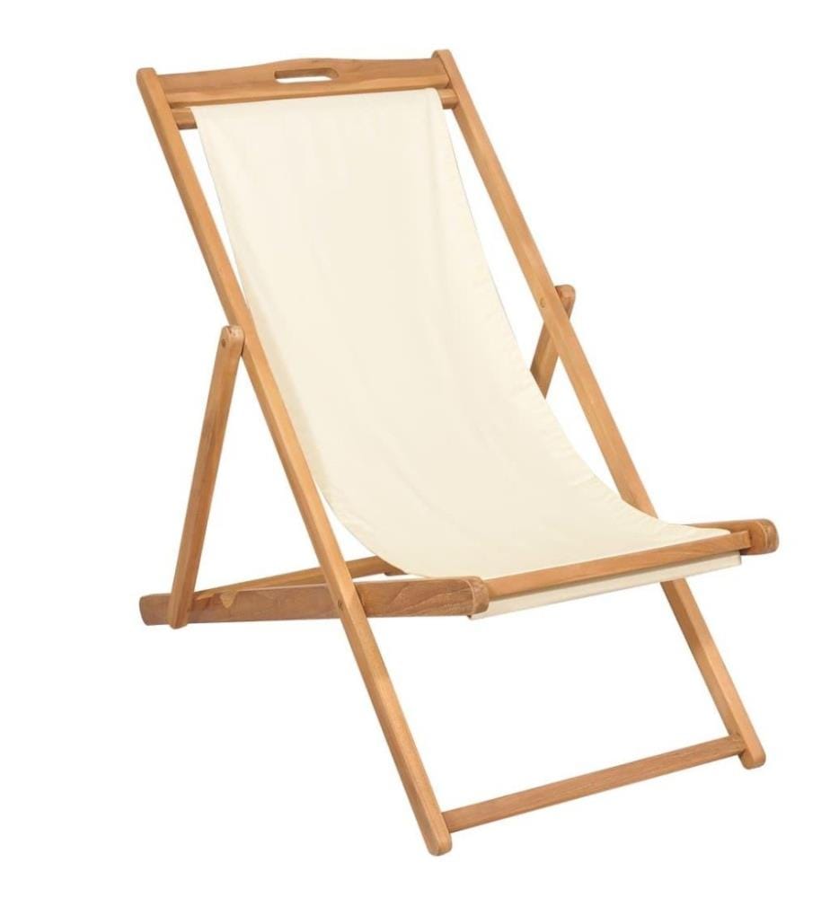 Liegestuhl Teak 56×105×96 cm Creme