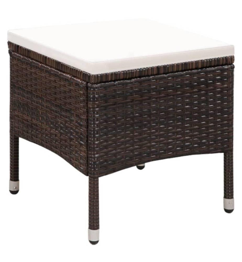 Gartenstuhl und Hocker mit Polstern Poly Rattan Braun