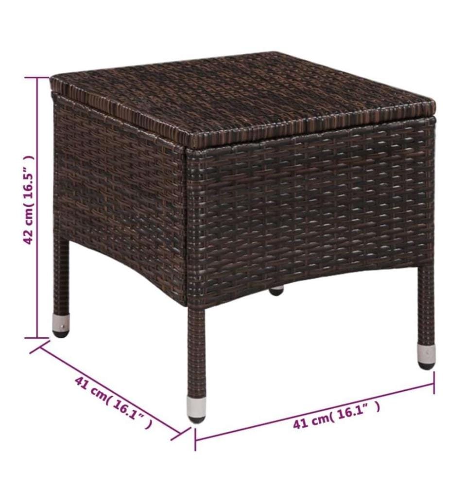 Gartenstuhl und Hocker mit Polstern Poly Rattan Braun
