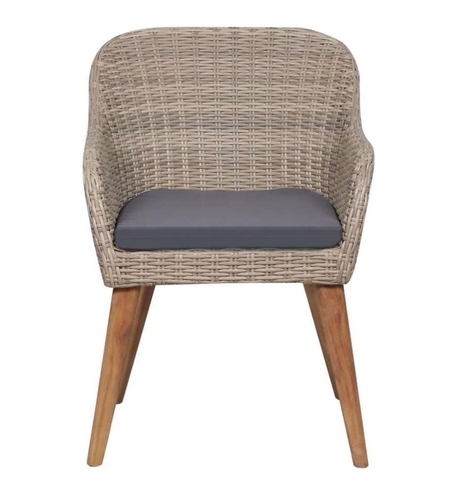 Chaises d'extérieur avec coussins 2 pcs Résine tressée Marron