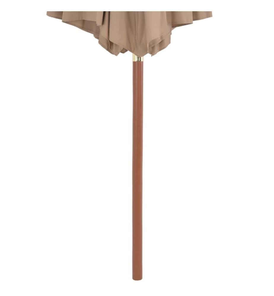 Parasol d'extérieur avec mât en bois 300 cm Taupe