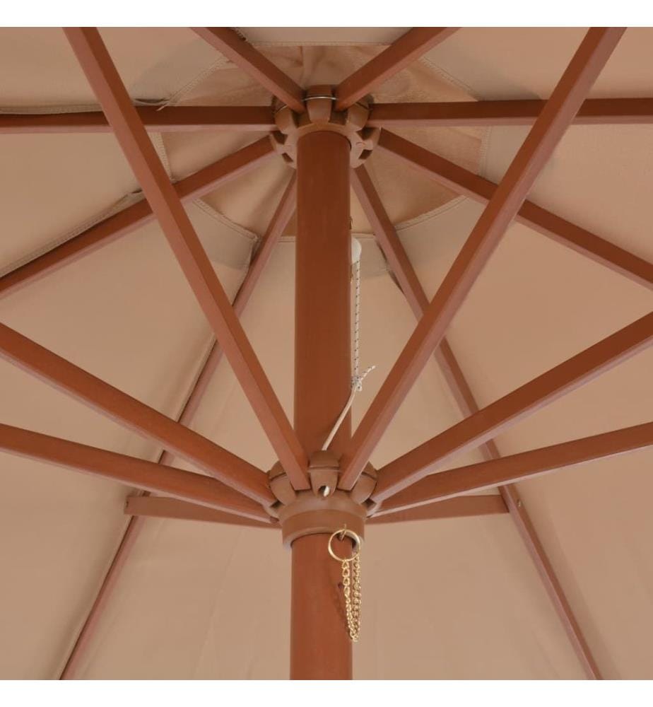 Parasol d'extérieur avec mât en bois 300 cm Taupe