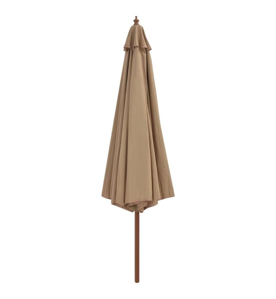 Parasol avec mât en bois 350 cm Taupe