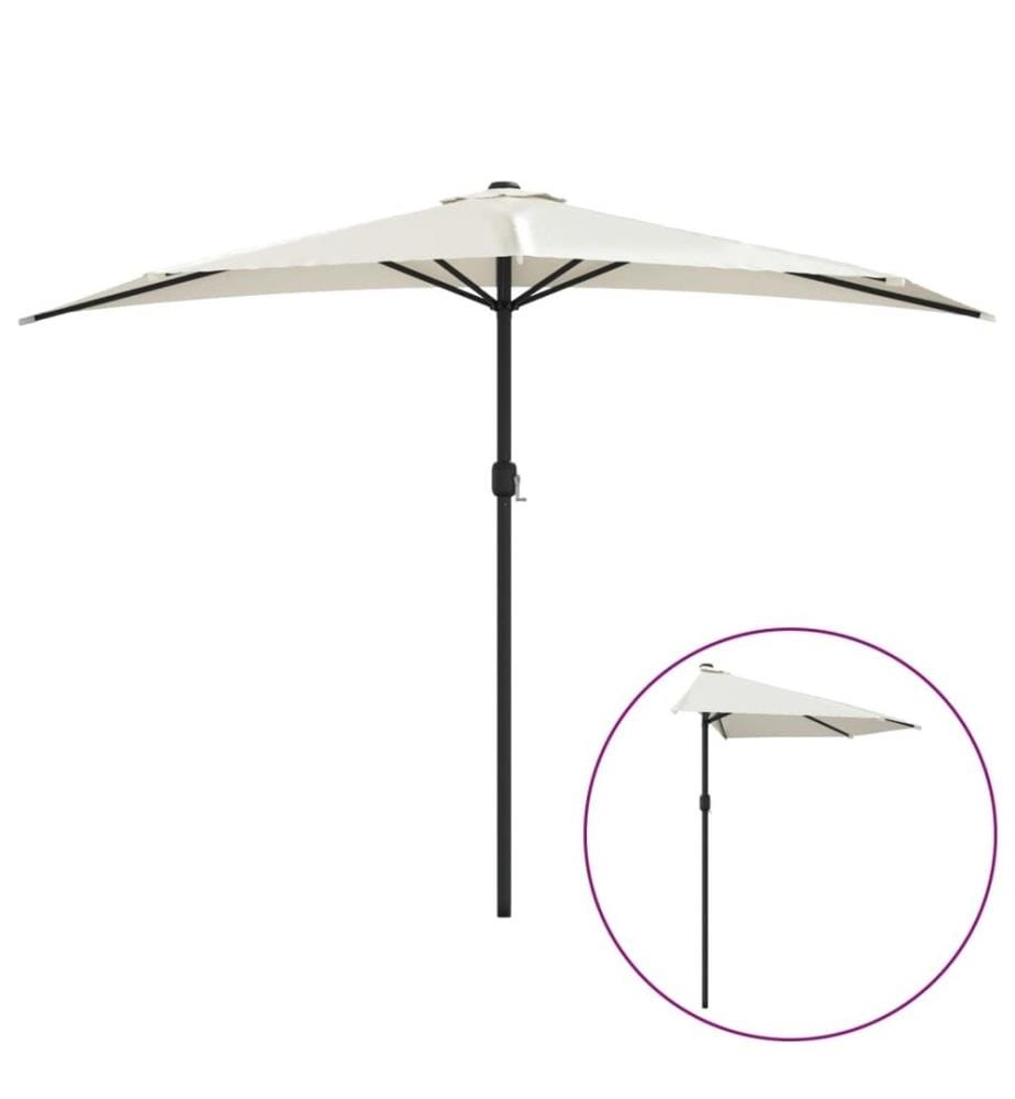 Parasol de balcon avec mât en aluminium Sable 300x155 cm Demi