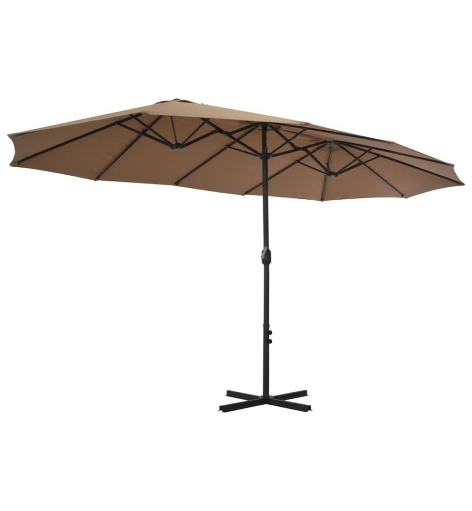 Parasol d'extérieur et poteau en aluminium 460 x 270 cm Taupe
