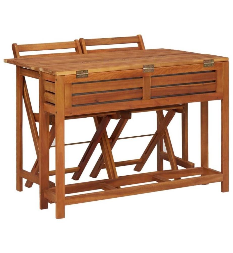 Table de balcon avec 2 chaises de bistro Bois d'acacia massif