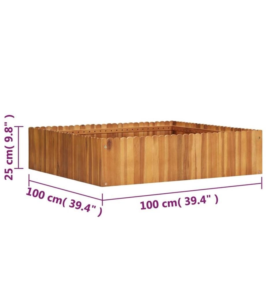 Garten-Hochbeet 100 x 100 x 25 cm Massivholz Akazie