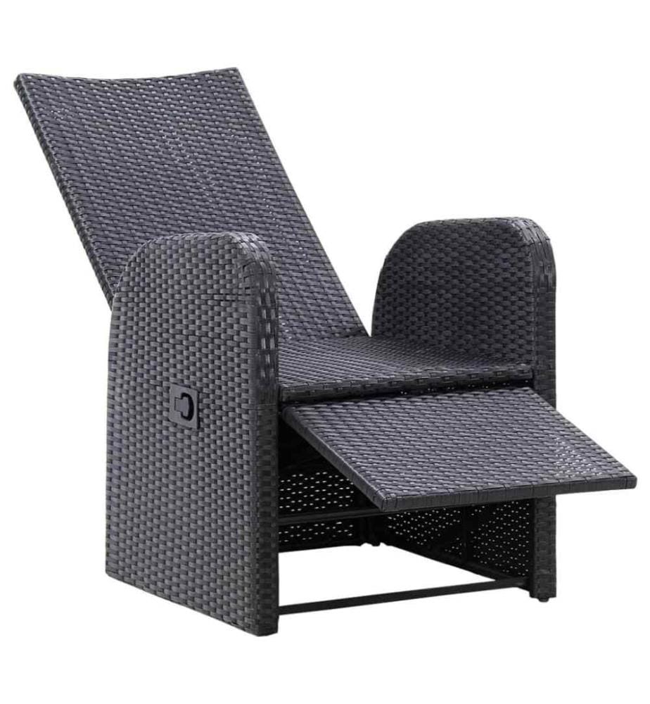 Chaise inclinable de jardin et coussin Résine tressée Noir