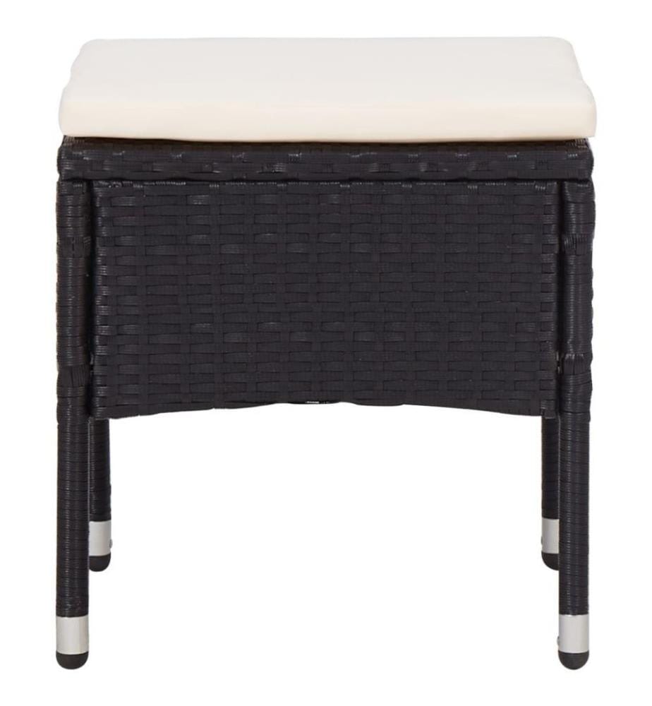 5-tlg. Garten-Essgruppe Schwarz Poly Rattan und Glas