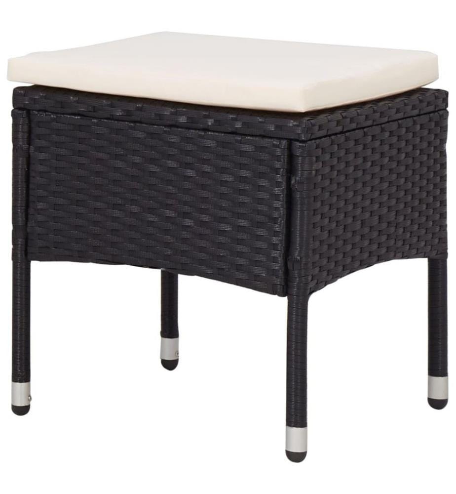 5-tlg. Garten-Essgruppe Schwarz Poly Rattan und Glas