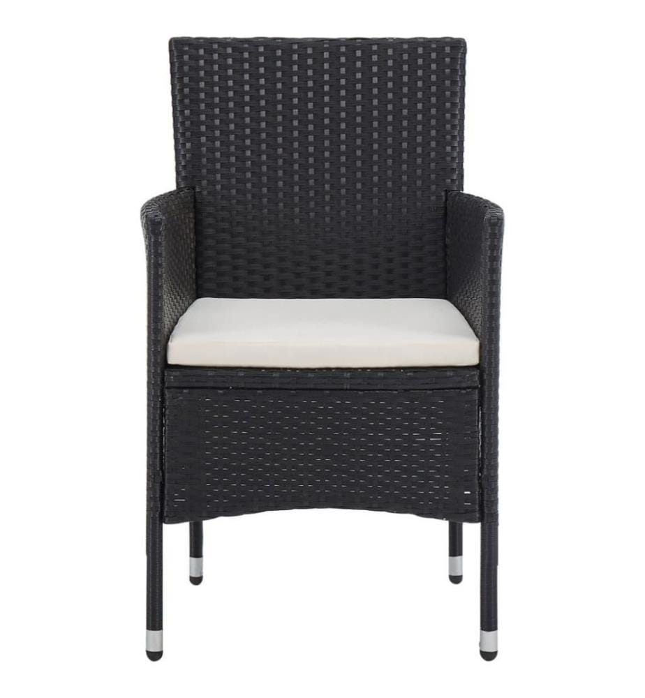 5-tlg. Garten-Essgruppe Schwarz Poly Rattan und Glas