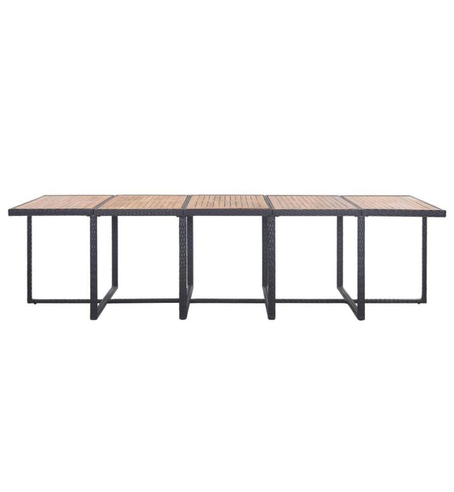 Salon de jardin 15 pcs avec coussins Résine tressée Noir