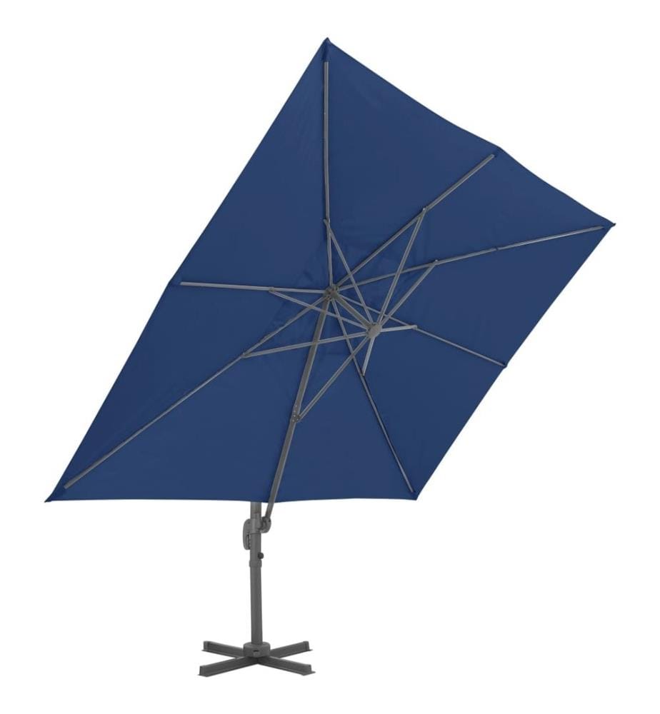 Ampelschirm mit Aluminium-Mast 4x3 cm Azurblau