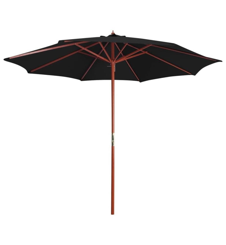 Parasol avec mât en bois 300x258 cm Noir