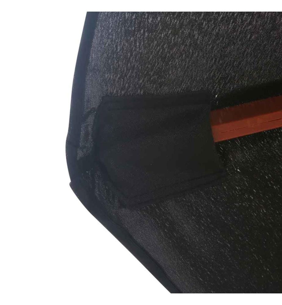 Parasol d'extérieur avec mât en bois 350 cm Noir