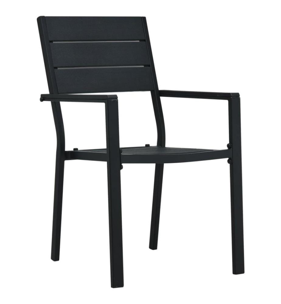 Chaises de jardin 4 pcs Noir PEHD Aspect de bois