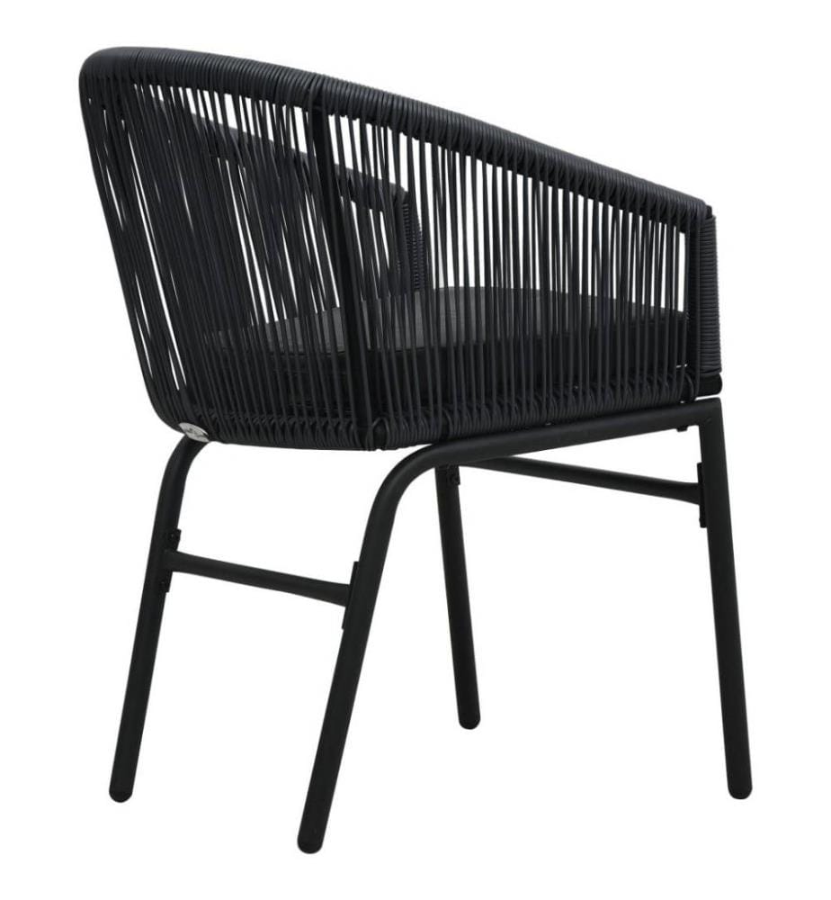 Chaises de jardin 2 pcs Noir Rotin PE