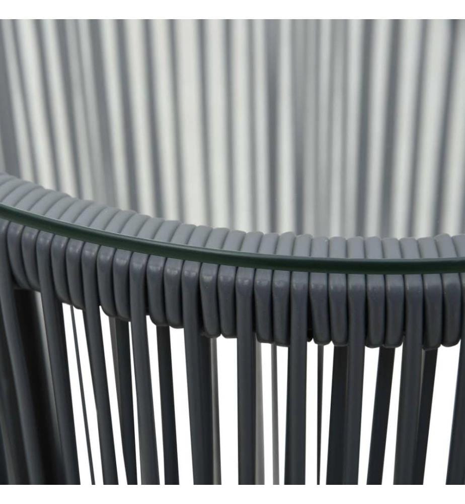 Ensemble de bistro 3 pcs avec coussins Rotin PE Anthracite