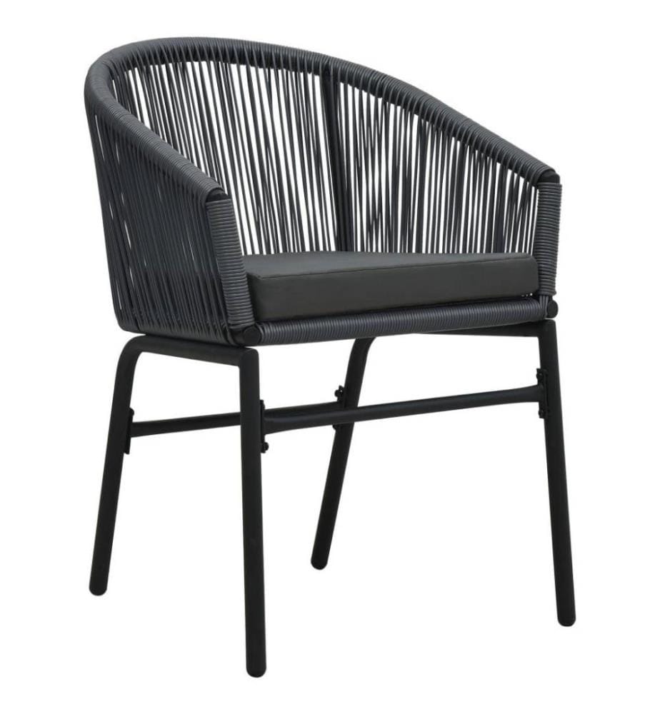 Ensemble de bistro 3 pcs avec coussins Rotin PE Anthracite