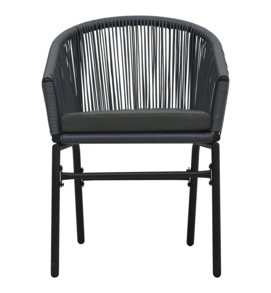 Ensemble de bistro 3 pcs avec coussins Rotin PE Anthracite