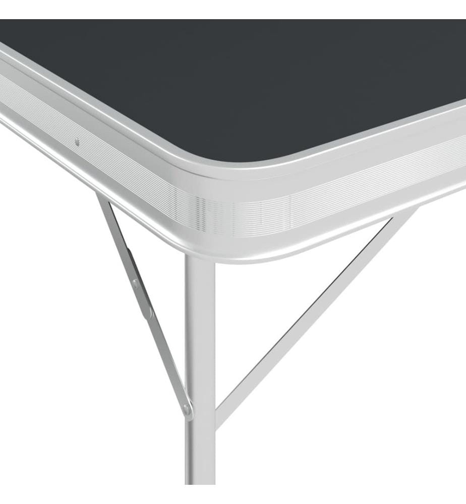 Klappbarer Campingtisch mit 2 Sitzbänken Aluminium Grau