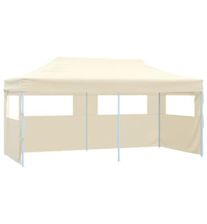 Tente de réception pliable avec 4 parois 3x6 m Acier Crème