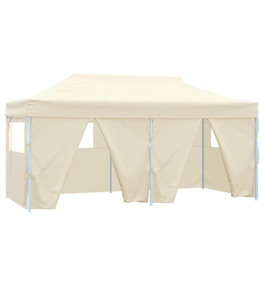 Tente de réception pliable avec 4 parois 3x6 m Acier Crème