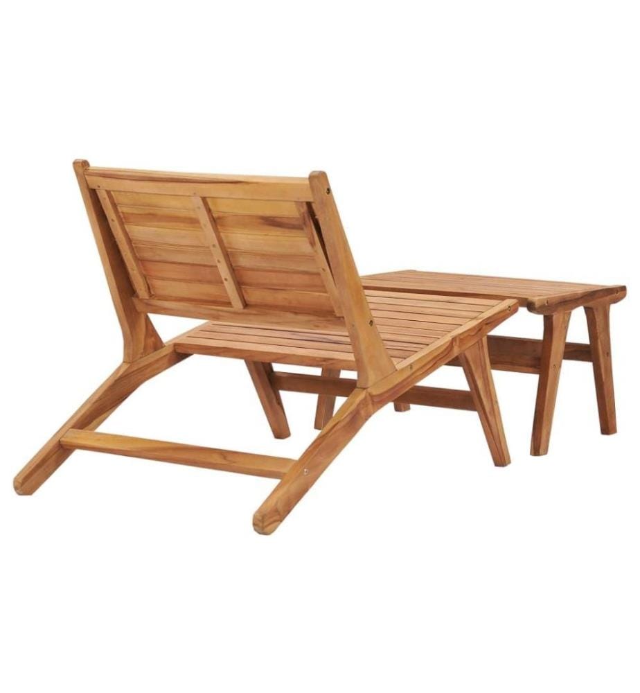 Chaise de jardin avec repose-pied Bois de teck solide