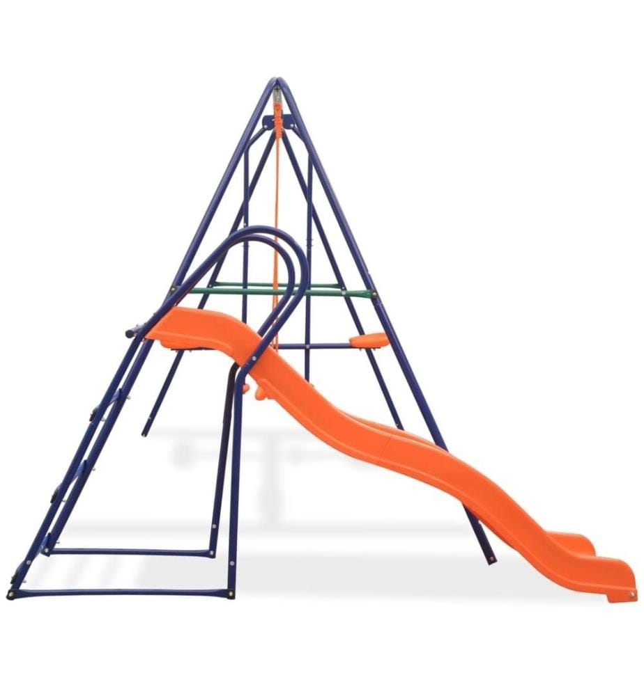 Ensemble de balançoire avec toboggan et 3 sièges Orange