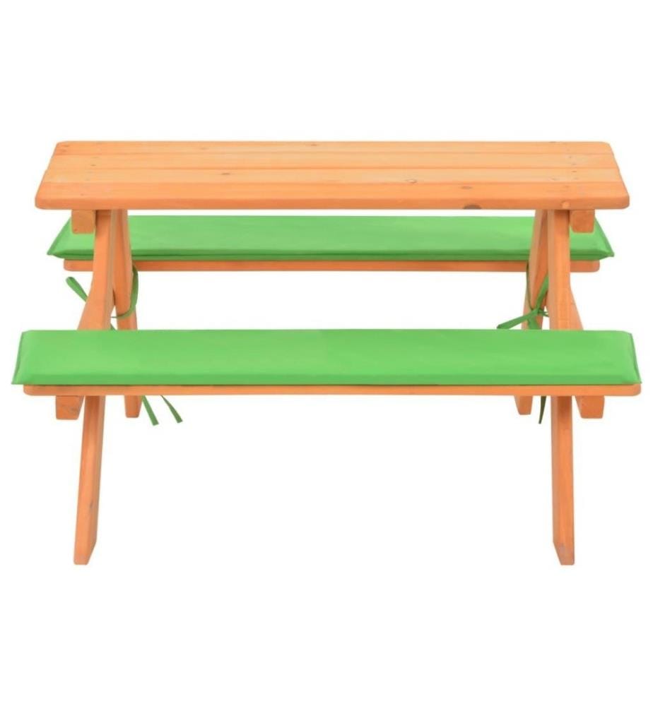 Table de pique-nique pour enfants avec bancs 89x79x50 cm Sapin