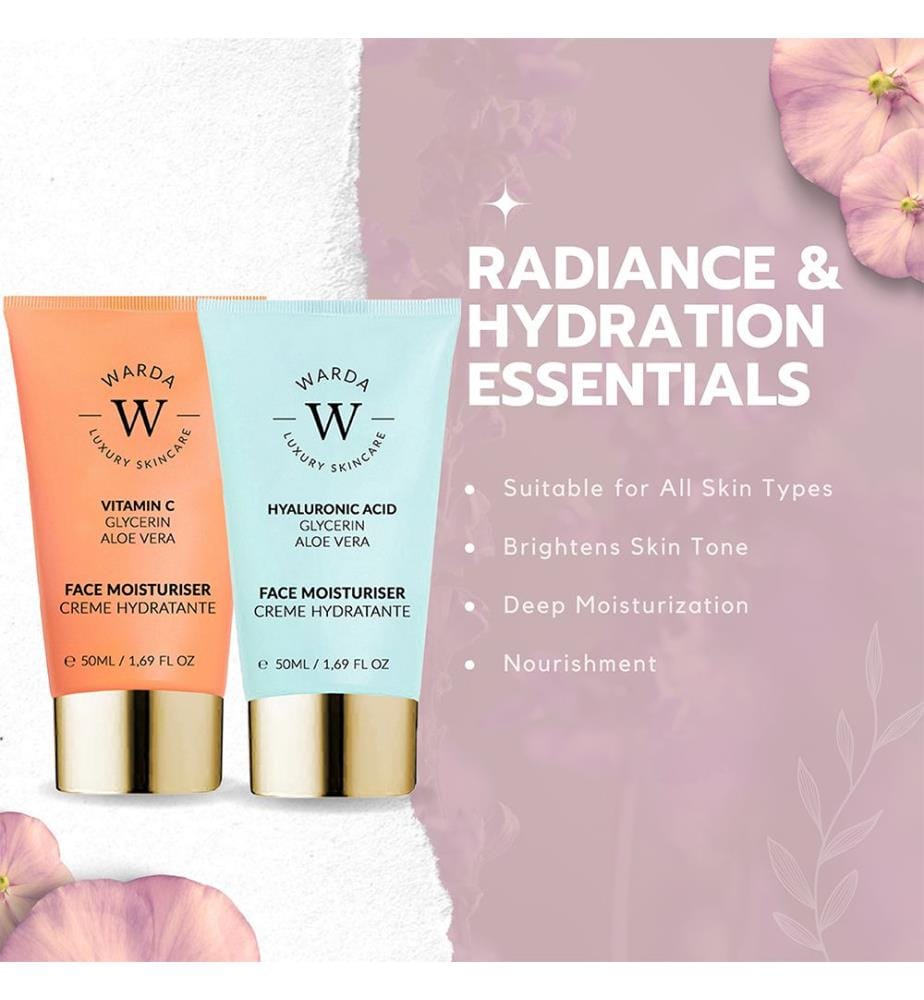 Crème Hydratante Éclat Vitamine C 50ml + Crème Hydratante à l'Acide Hyaluronique 50ml
