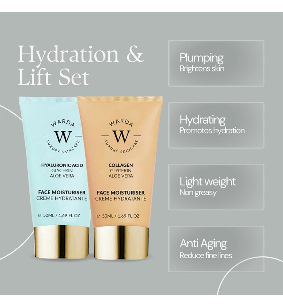 Crème Hydratante à l'Acide Hyaluronique 50ml + Crème Liftante au Collagène 50ml