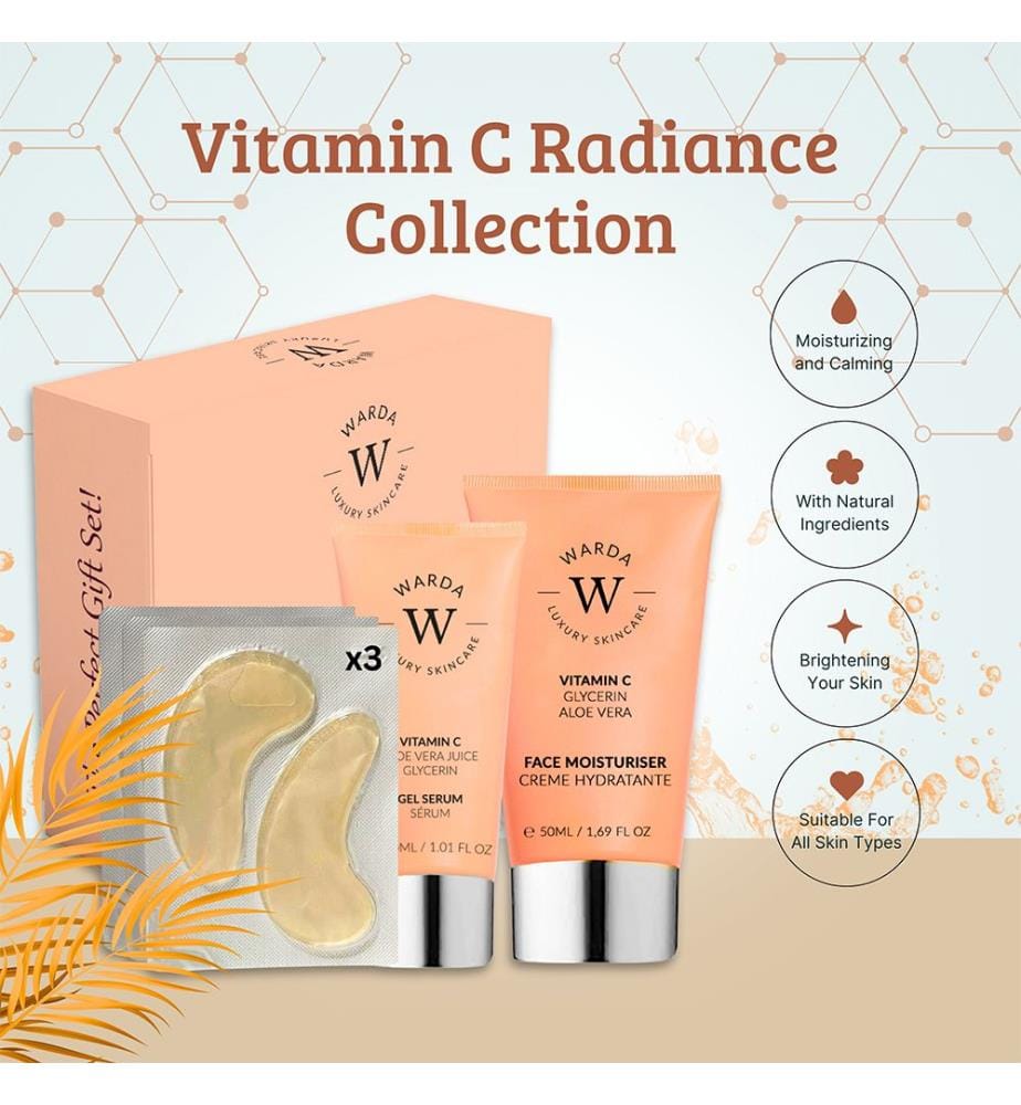 Crème Hydratante Éclat Vitamine C 50ml + Sérum Gel Éclat Vitamine C 30ml + Patchs Hydrogel Illuminants Contour des Yeux x 3