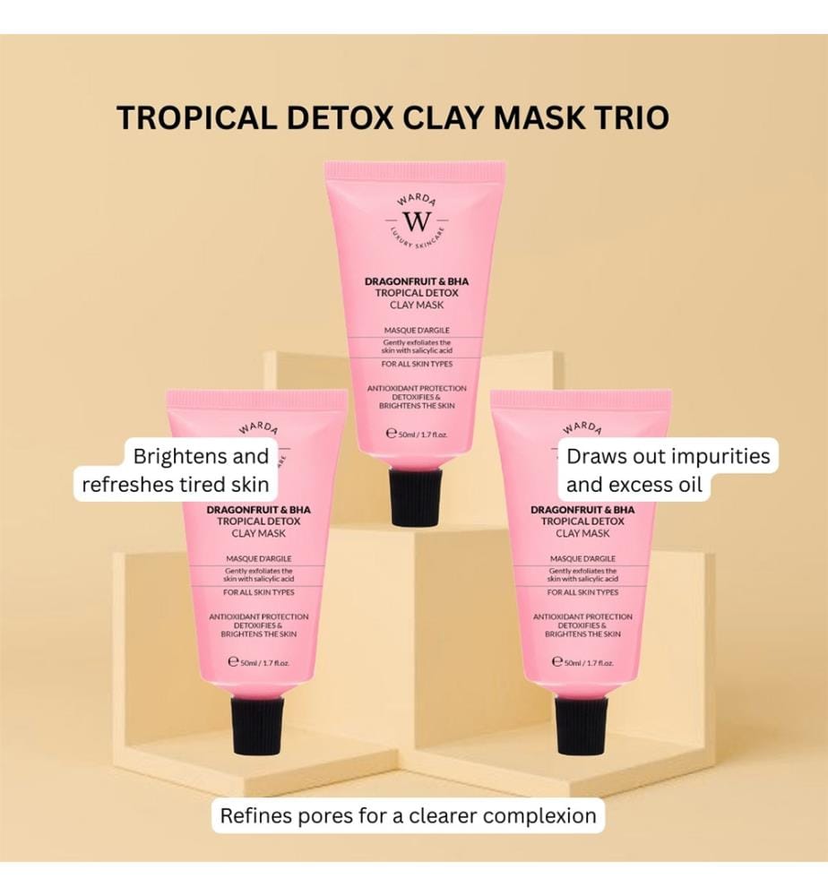Lot De 3 Masque Détox Tropical Au Fruit Du Dragon & Bha À L'Argile – 50 Ml