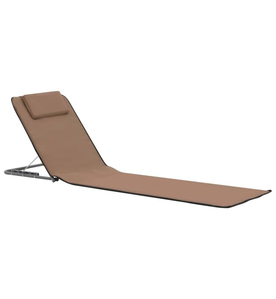 Tapis de plage pliables 2 pcs Acier et tissu marron