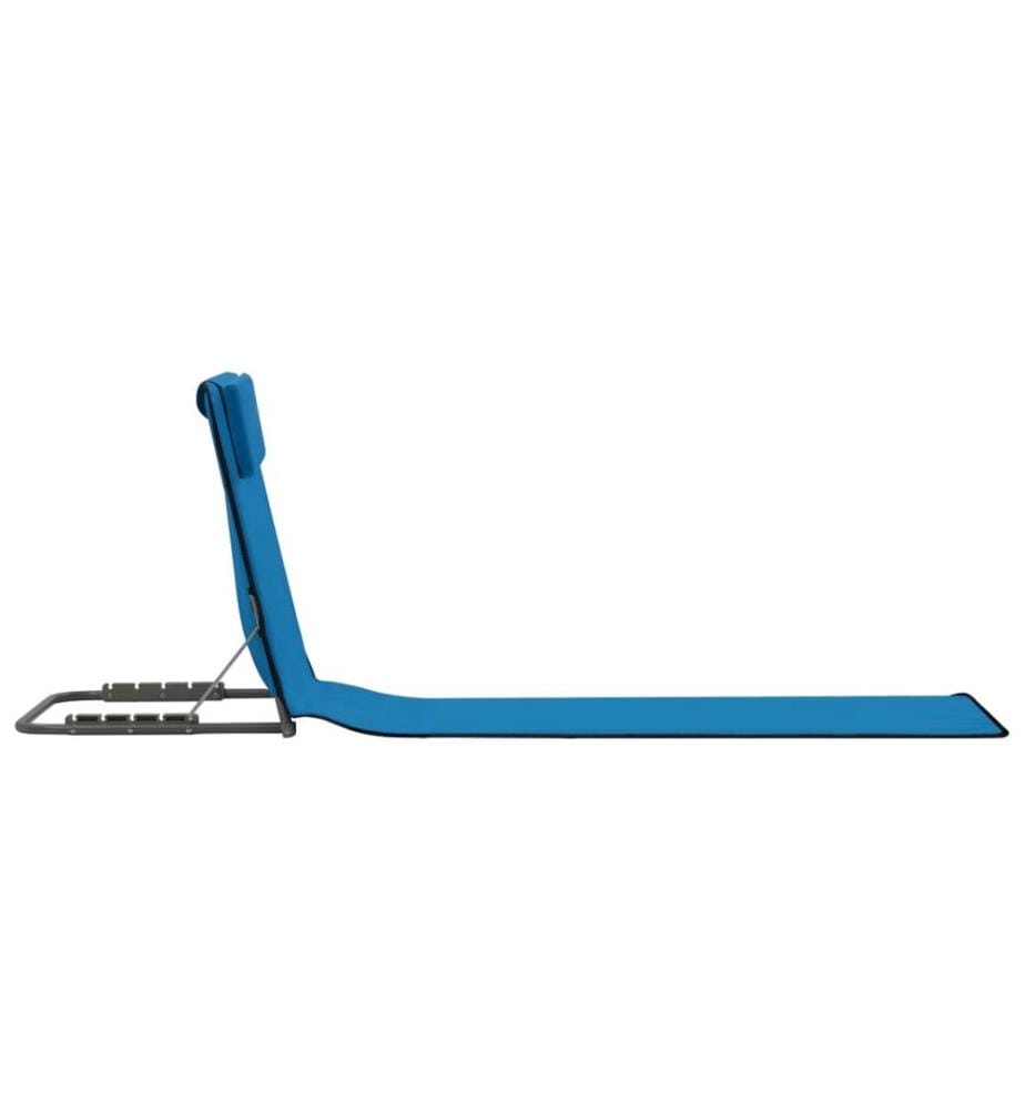 Tapis de plage pliables 2 pcs Acier et tissu Bleu