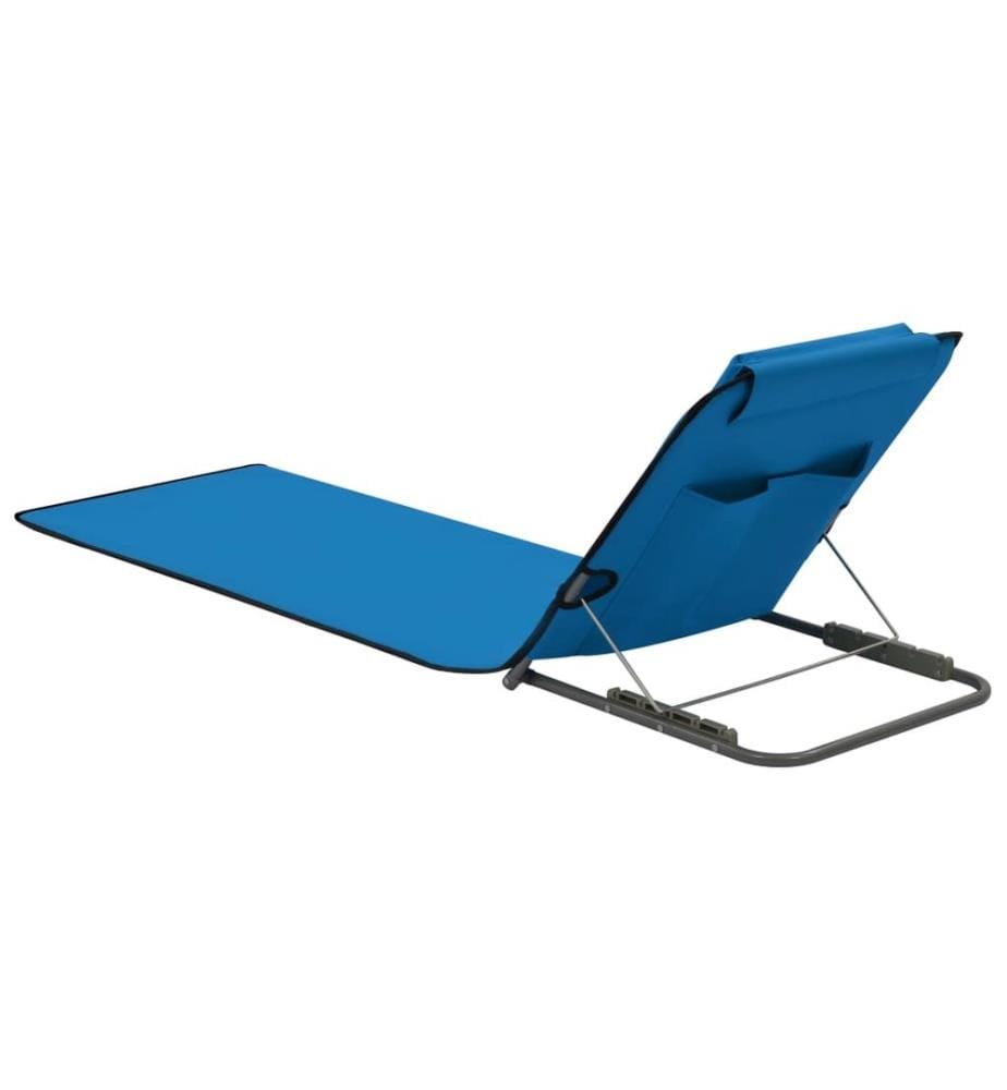Tapis de plage pliables 2 pcs Acier et tissu Bleu