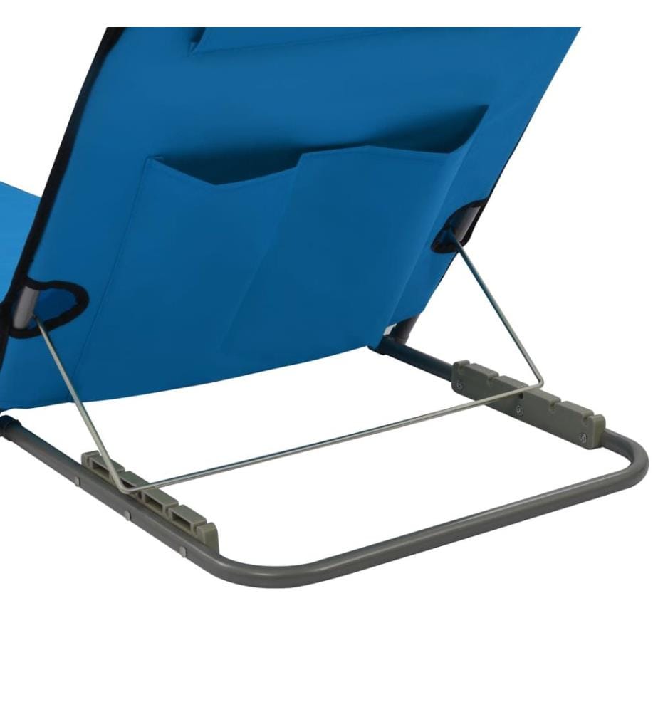 Tapis de plage pliables 2 pcs Acier et tissu Bleu