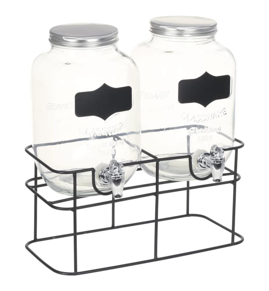 Getränkespender 2 Stk. mit Ständer 2 x 4 L Glas