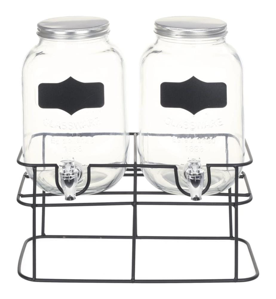 Getränkespender 2 Stk. mit Ständer 2 x 4 L Glas