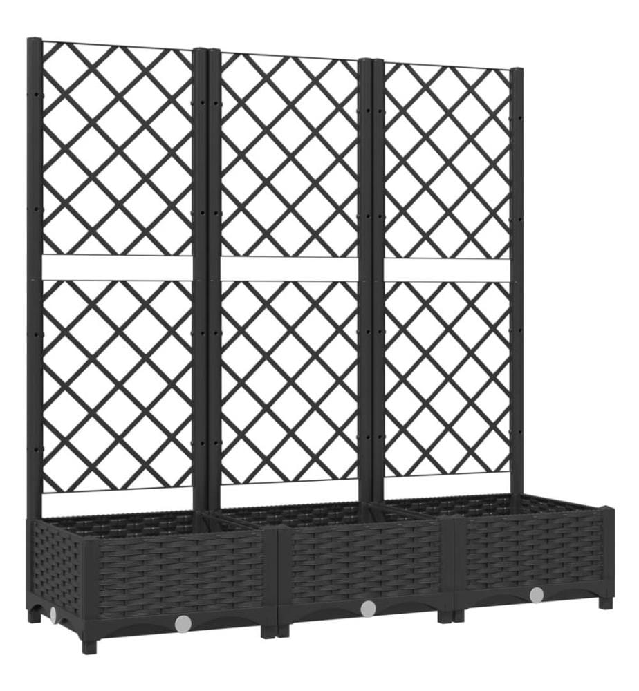 Garten-Pflanzgefäss mit Spalier Schwarz 120 x 40 x 121,5 cm PP