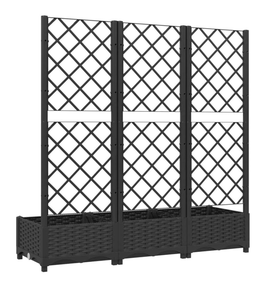 Garten-Pflanzgefäss mit Spalier Schwarz 120 x 40 x 121,5 cm PP