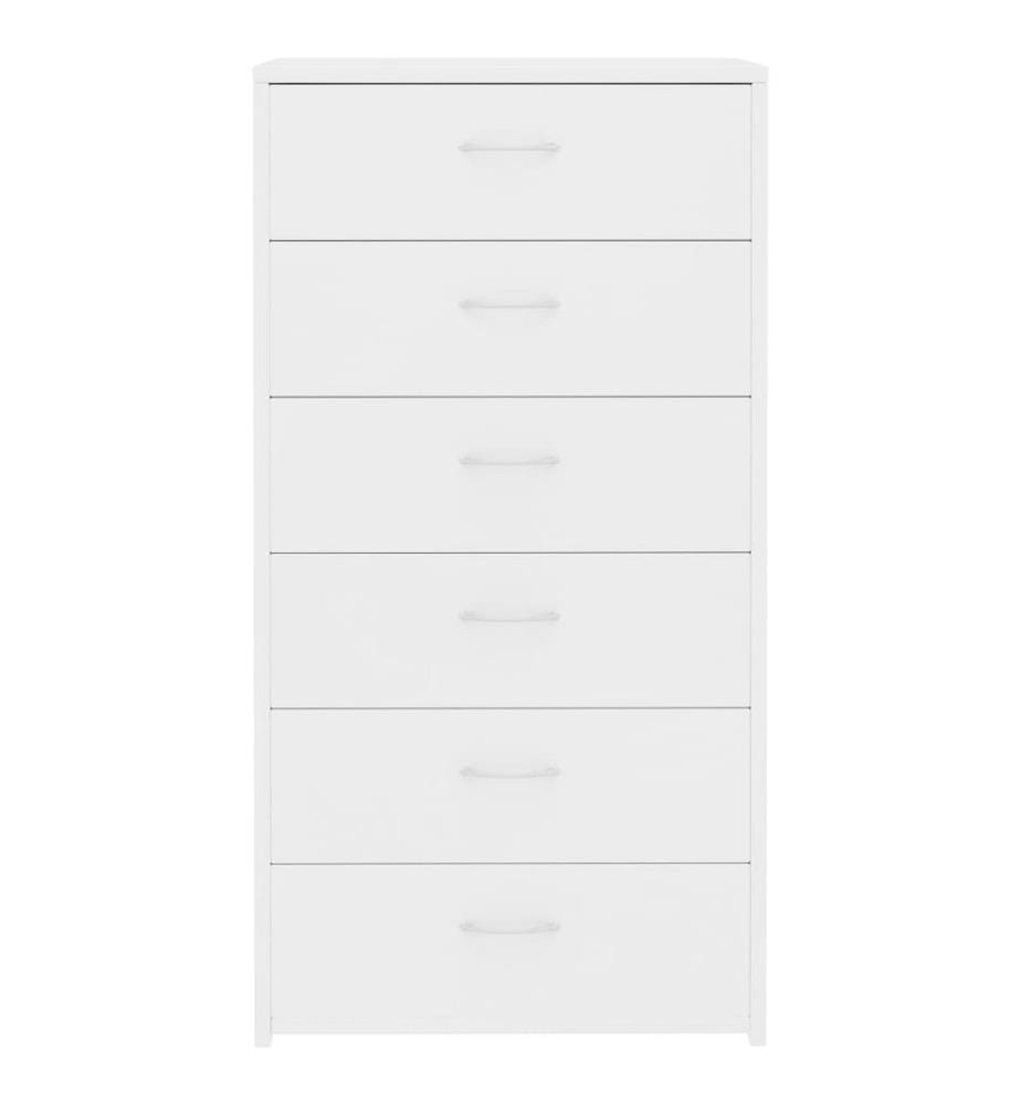 Buffet avec 6 tiroirs Blanc 50x34x96 cm Bois d'ingénierie