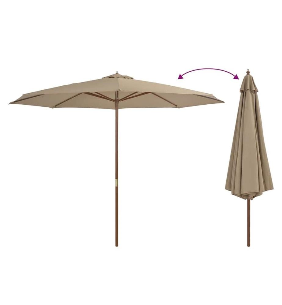 Sonnenschirm mit Holzmast 350 cm Taupe