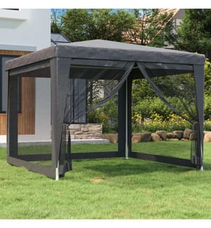 Partyzelt mit 4 Mesh-Seitenwänden Anthrazit 3x3 m HDPE