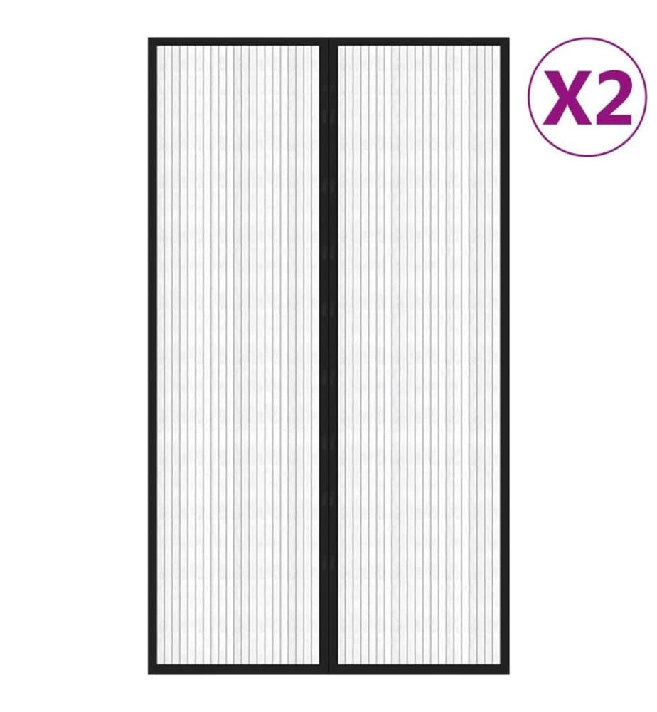 Fliegengitter-Türvorhänge 2 Stk. Magnet Schwarz 200x80 cm
