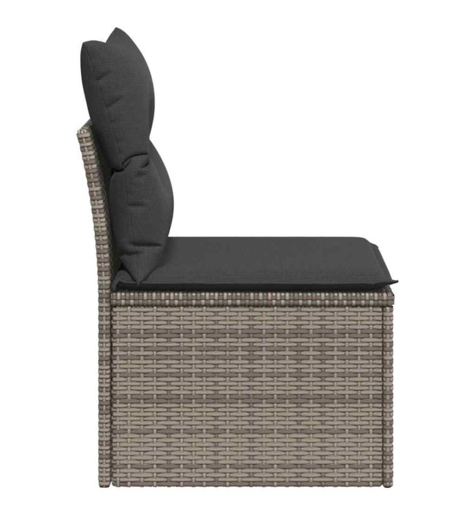 Canapé de jardin sans accoudoirs coussins gris résine tressée