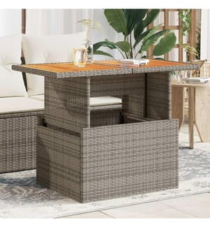 Table de jardin gris 100x55x73 cm résine tressée et bois acacia